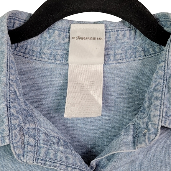 Warner Bros Looney Tunes Vintage 90's Sylvester & Tweety Bird Button Down L - Picture 12 of 15